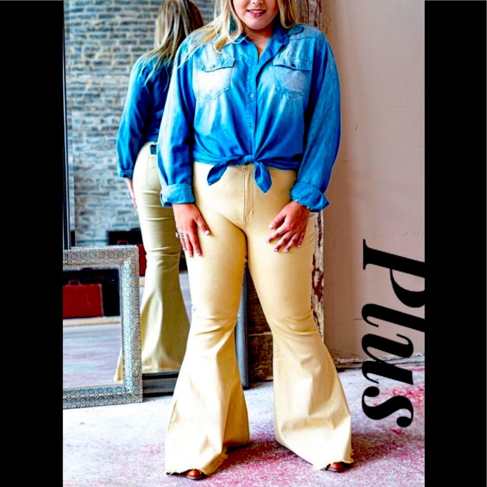 Khaki extreme flare jeans by L&B